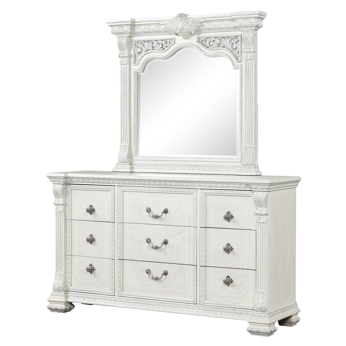 Promenade Wire Brushed White 5-Piece Queen Bedroom Set from Furniture of America - Luna Furniture