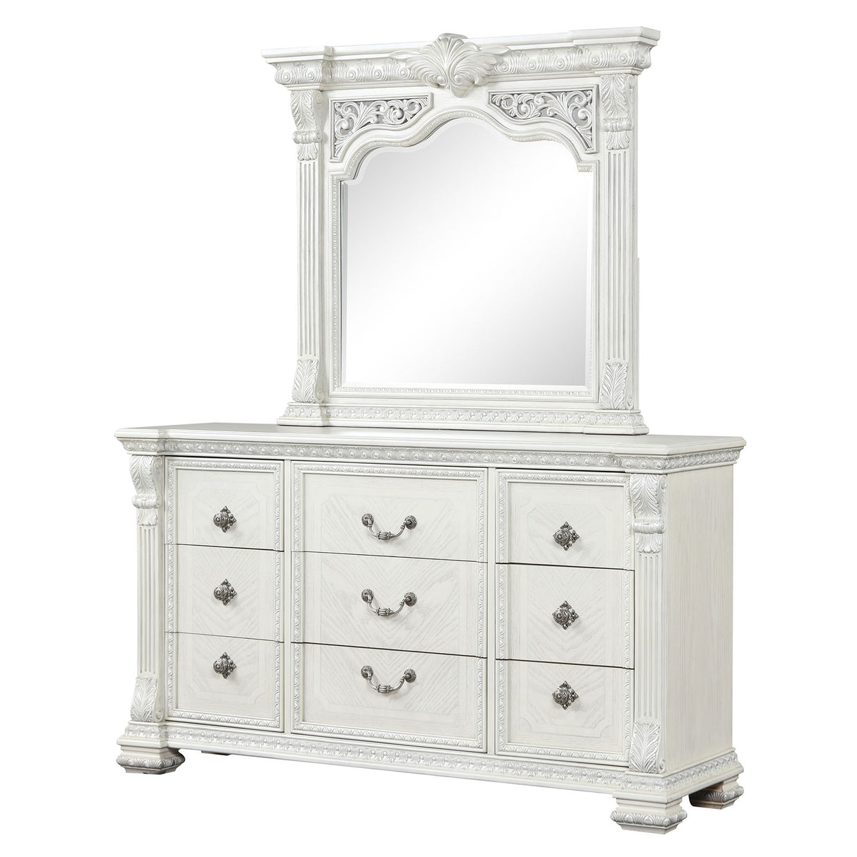 Promenade Wire Brushed White Dresser w/Jewelry Box from Furniture of America - Luna Furniture