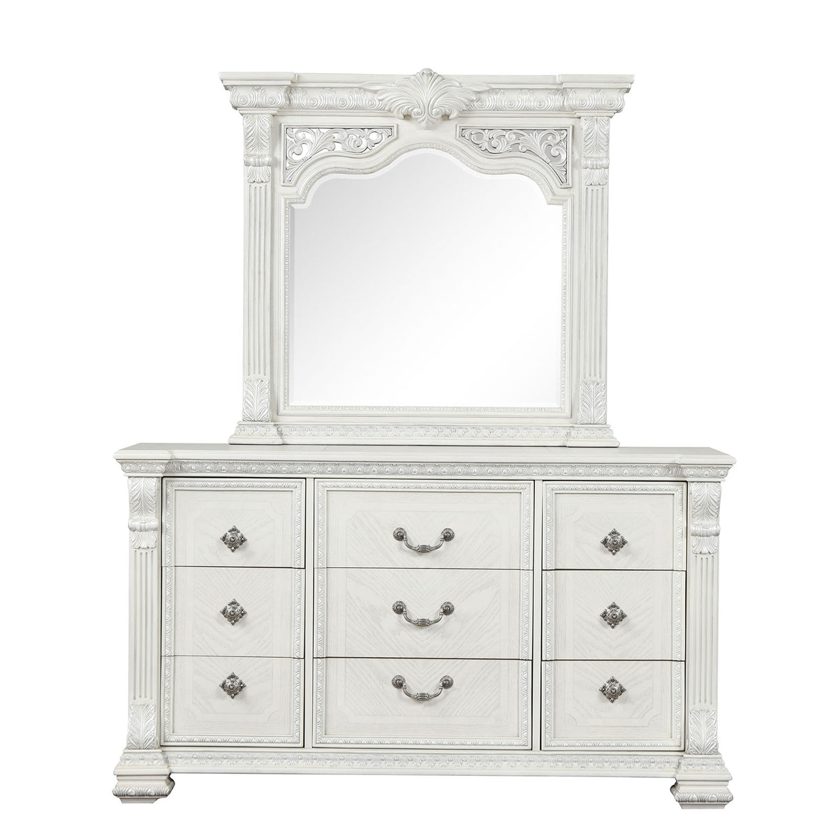 Promenade Wire Brushed White 5-Piece Queen Bedroom Set from Furniture of America - Luna Furniture