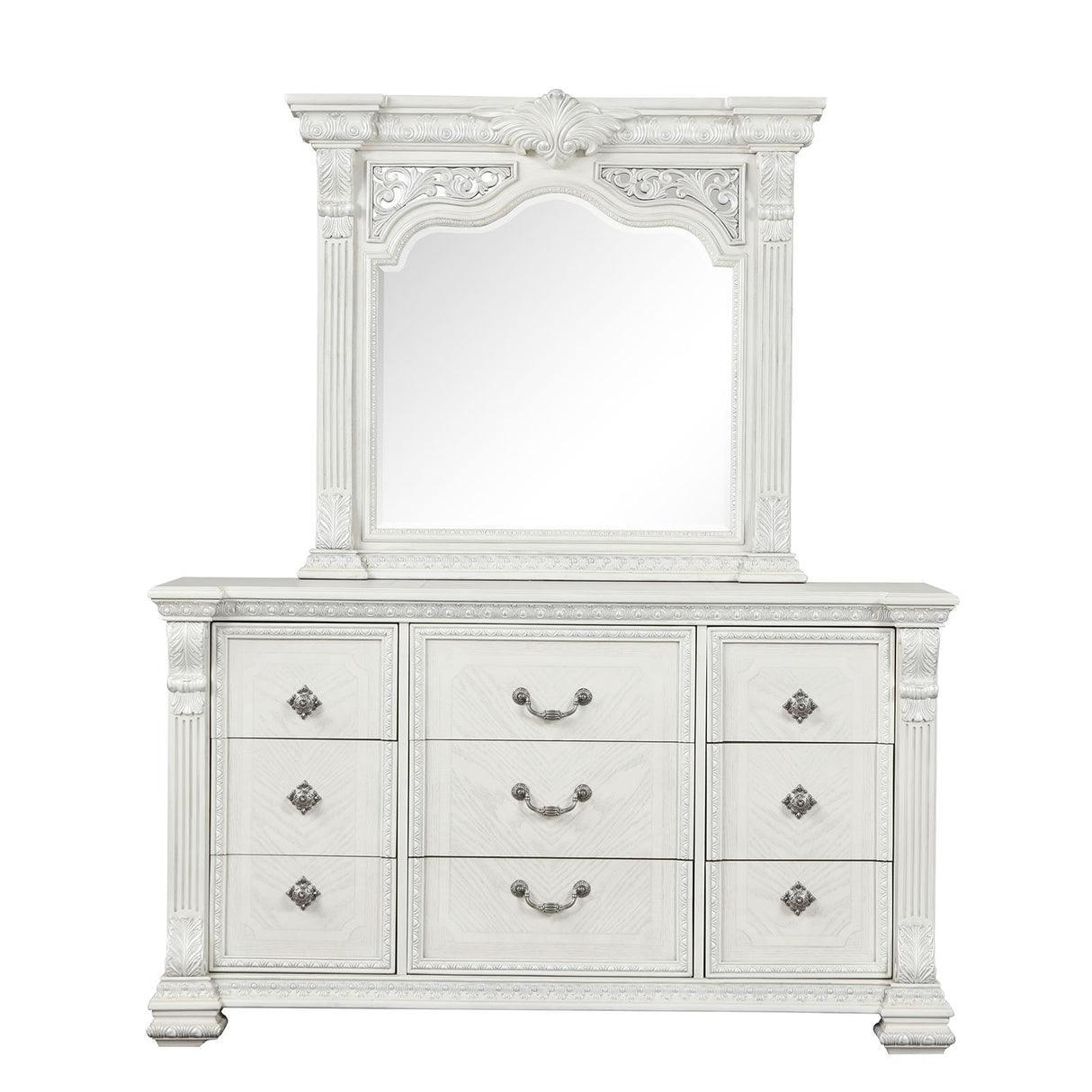 Promenade Wire Brushed White Dresser w/Jewelry Box from Furniture of America - Luna Furniture