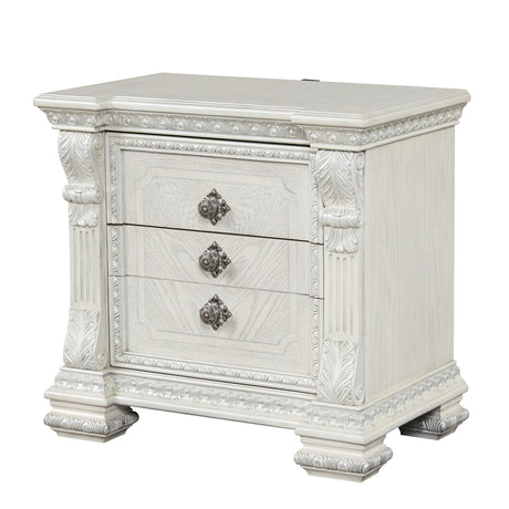 Promenade Wire Brushed White Nightstand from Furniture of America - Luna Furniture