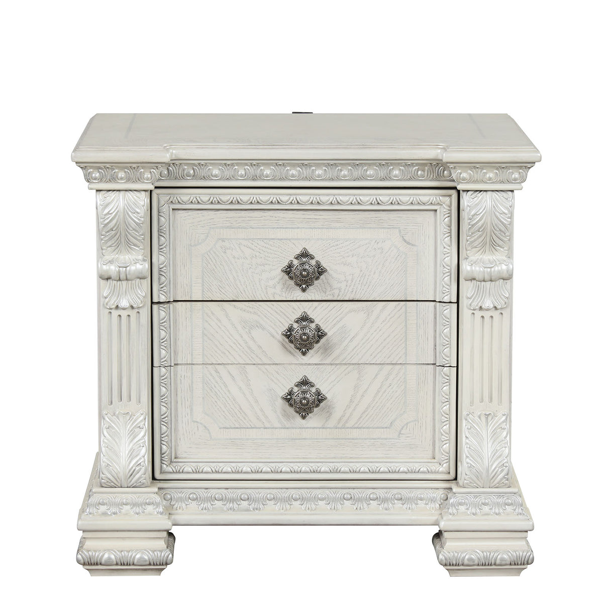 Promenade Wire Brushed White Nightstand from Furniture of America - Luna Furniture
