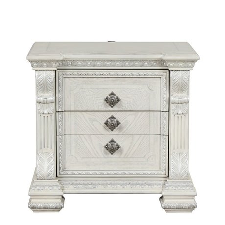 Promenade Wire Brushed White Nightstand from Furniture of America - Luna Furniture