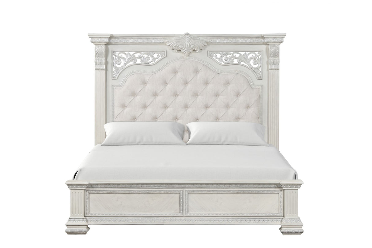 Promenade Wire Brushed White Queen Bed from Furniture of America - Luna Furniture