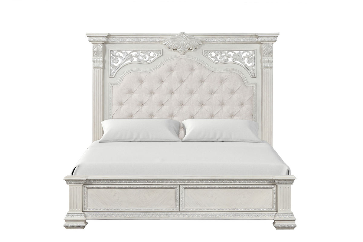 Promenade Wire Brushed White 4-Piece Queen Bedroom Set from Furniture of America - Luna Furniture