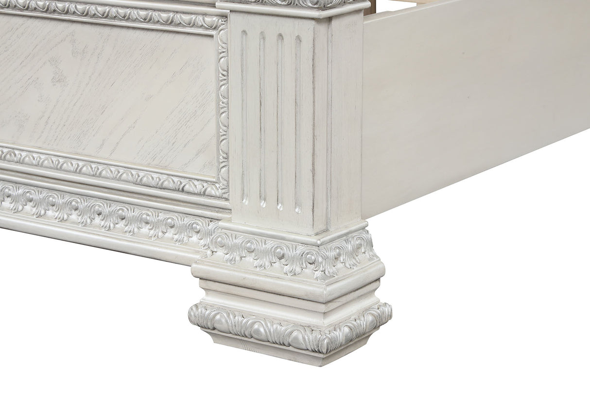 Promenade Wire Brushed White Queen Bed from Furniture of America - Luna Furniture