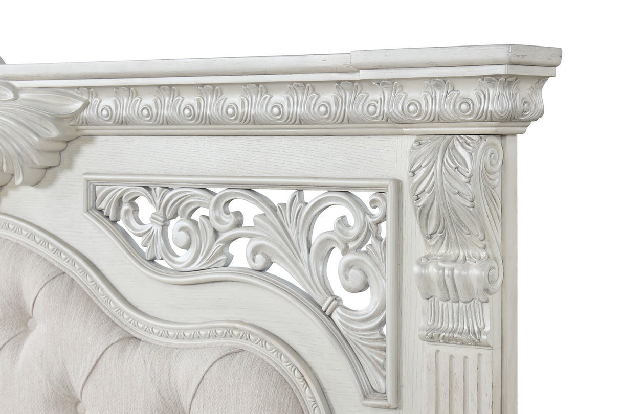 Promenade Wire Brushed White Queen Bed from Furniture of America - Luna Furniture