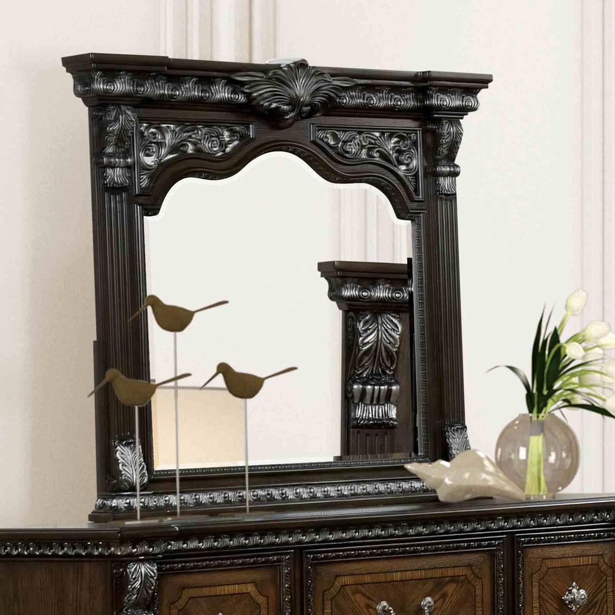 Promenade Espresso 4-Piece Queen Bedroom Set from Furniture of America - Luna Furniture