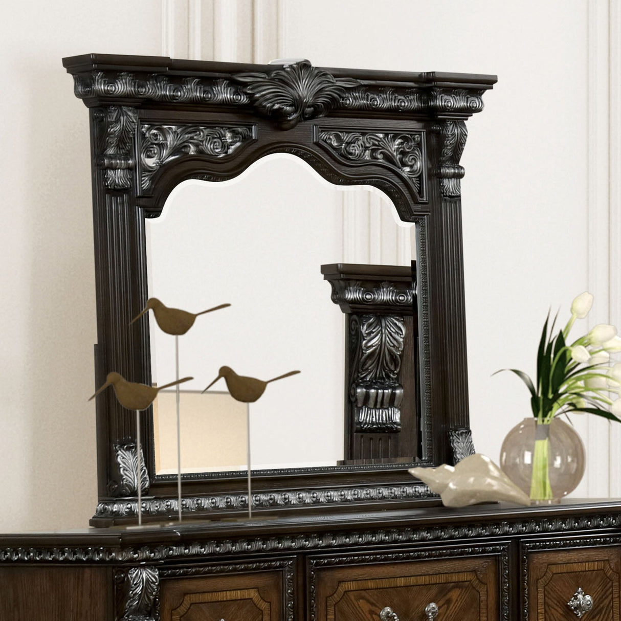 Promenade Espresso Mirror (Mirror Only) from Furniture of America - Luna Furniture