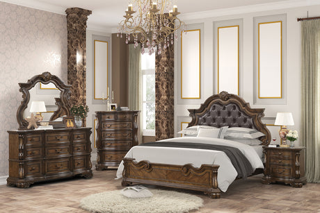 Leovanni Dark Brown Bombay Tufted King Bed from Furniture of America - Luna Furniture