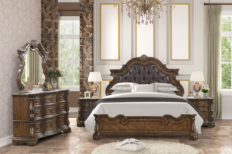 Leovanni Dark Brown Bombay Tufted King Bed from Furniture of America - Luna Furniture