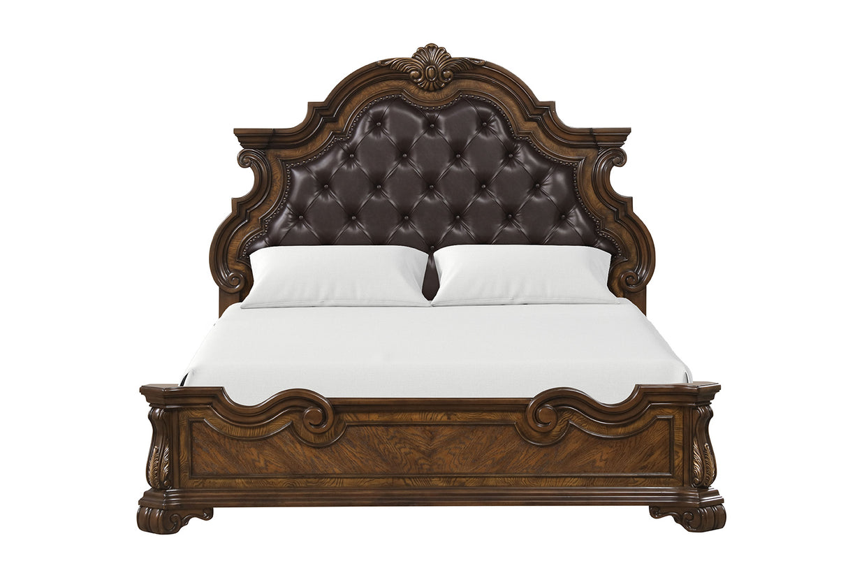 Leovanni Dark Brown Bombay Tufted King Bed from Furniture of America - Luna Furniture