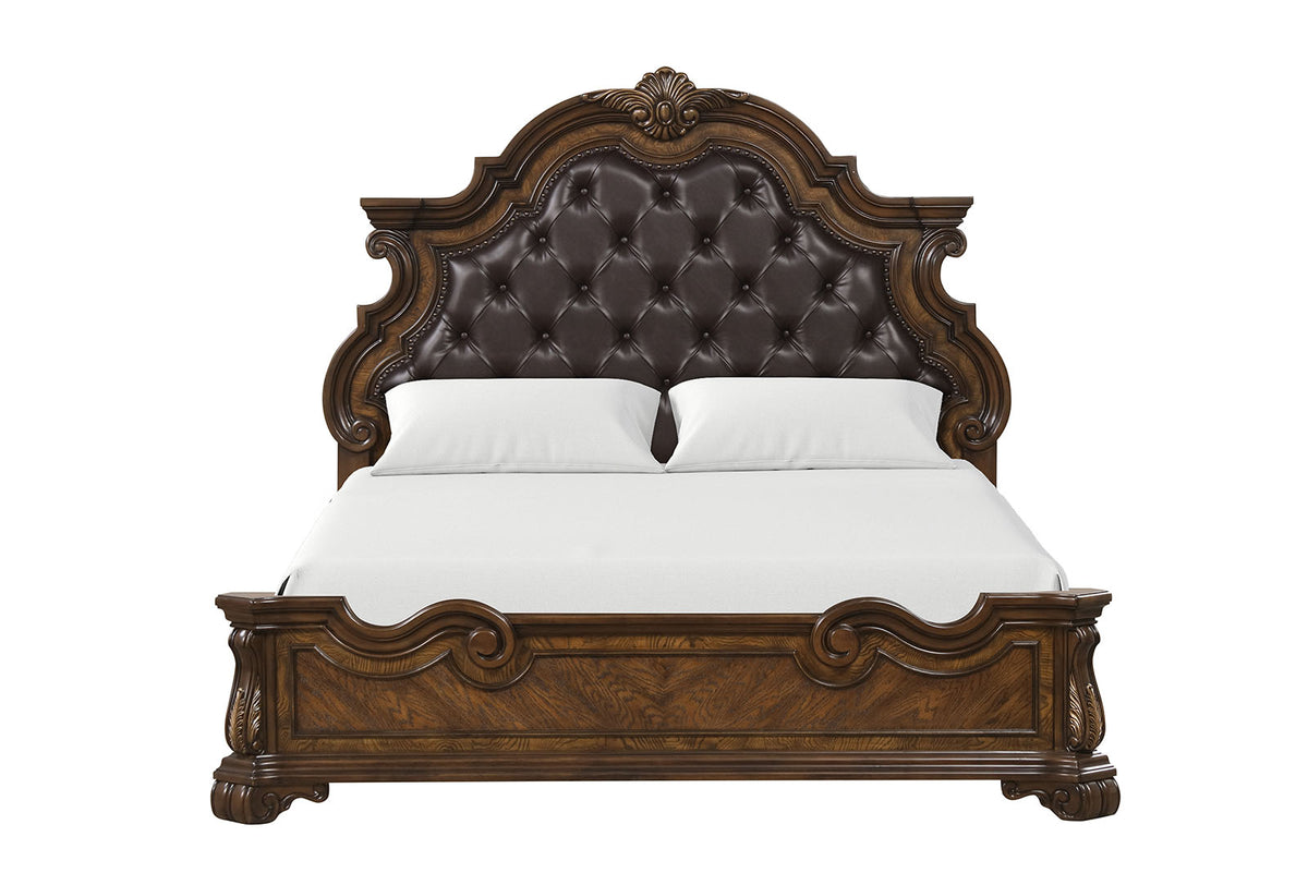Leovanni Dark Brown 5-Piece Queen Bedroom Set from Furniture of America - Luna Furniture
