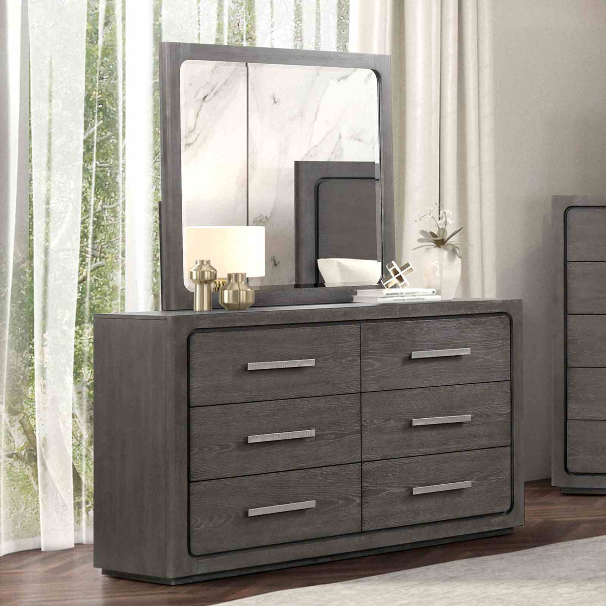 Crowthorne Warm Gray 5-Piece Queen Bedroom Set from Furniture of America - Luna Furniture