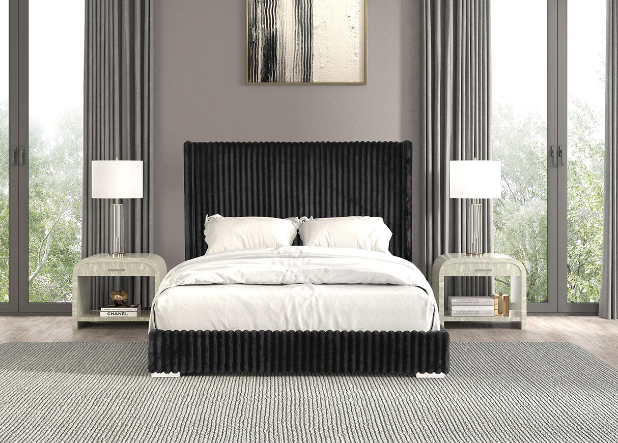 Cadwell Black King Upholstered Platform Bed from Furniture of America - Luna Furniture