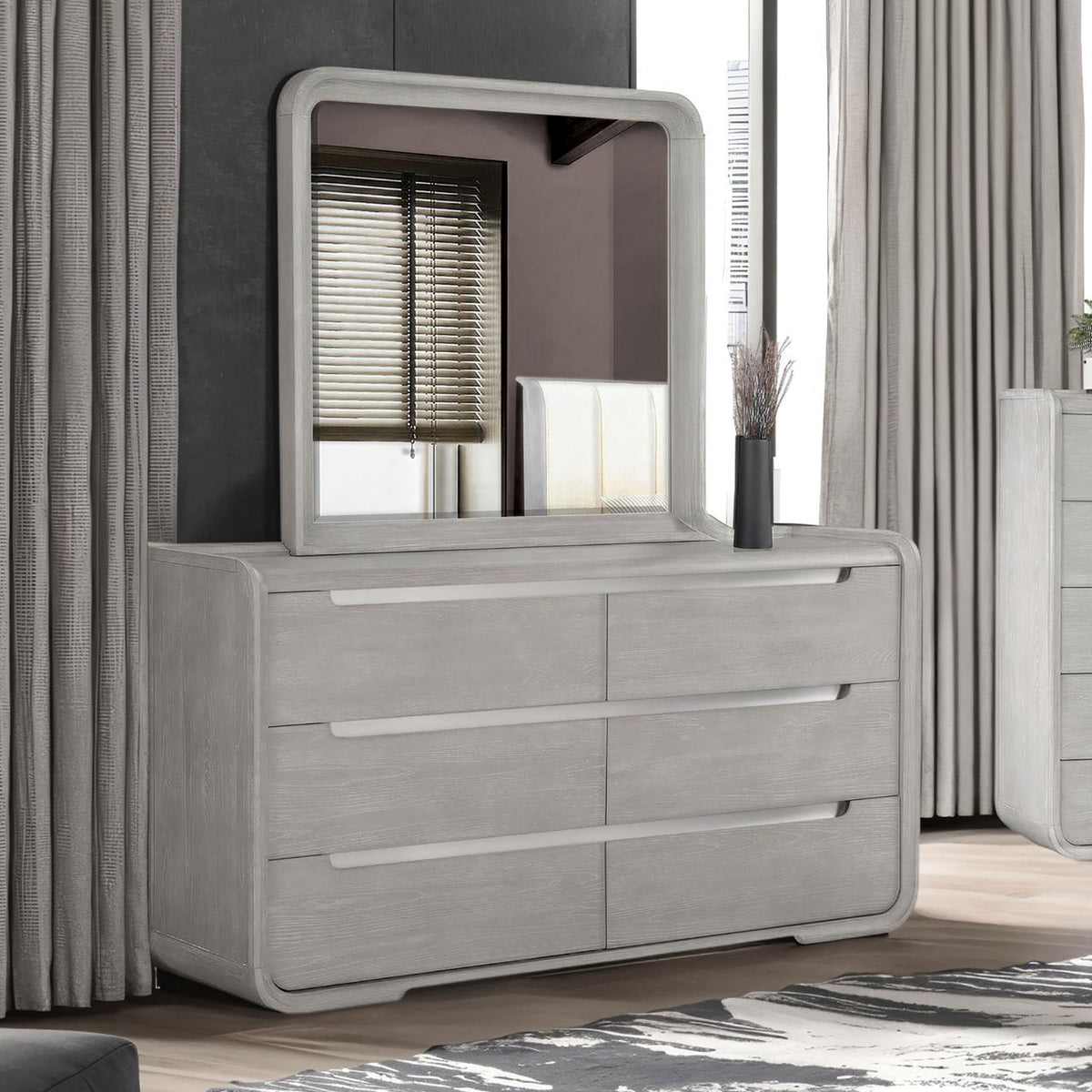 Osterley Light Gray Mirror from Furniture of America - Luna Furniture