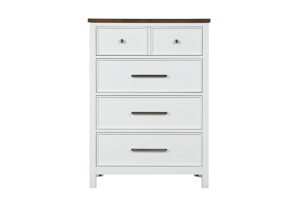Pinetop White/Dark Brown 5 Pc Twin Bedroom Set from Furniture of America - Luna Furniture