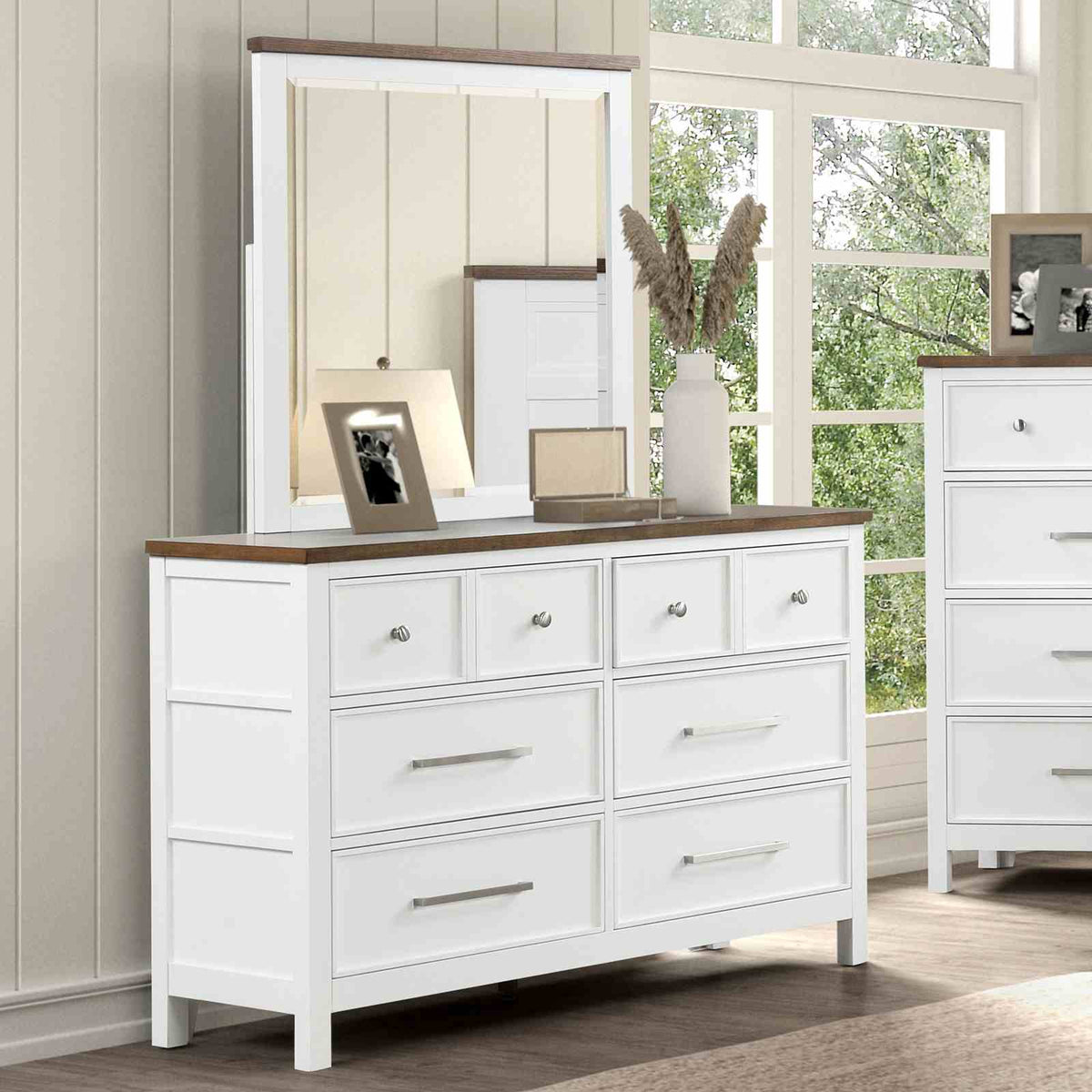 Pinetop White/Dark Brown 5 Pc Twin Bedroom Set from Furniture of America - Luna Furniture