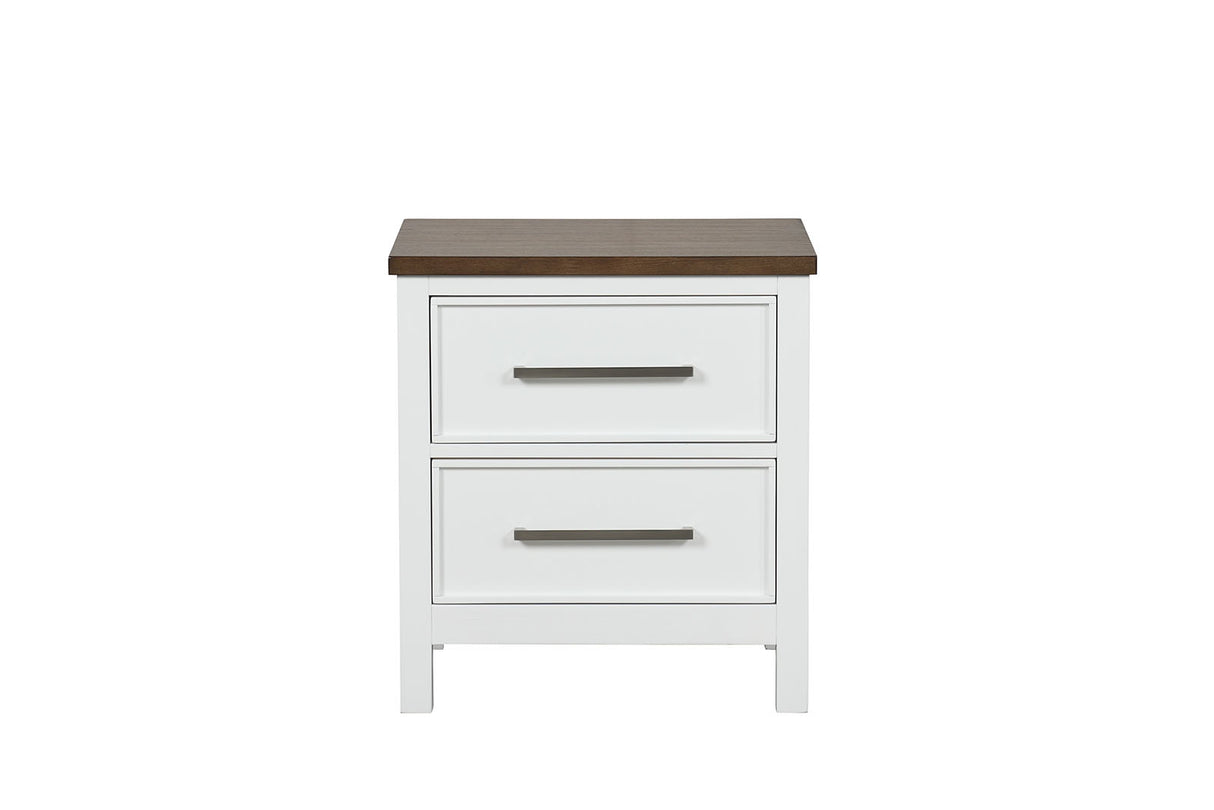 Pinetop White/Dark Brown Nightstand from Furniture of America - Luna Furniture