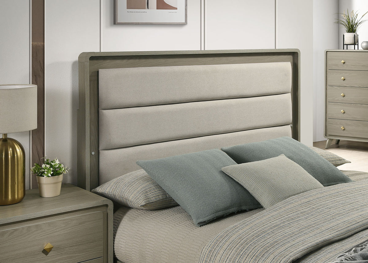Rainier Gray 5 Pc Queen Bedroom Set (Upholstered HB) from Furniture of America - Luna Furniture