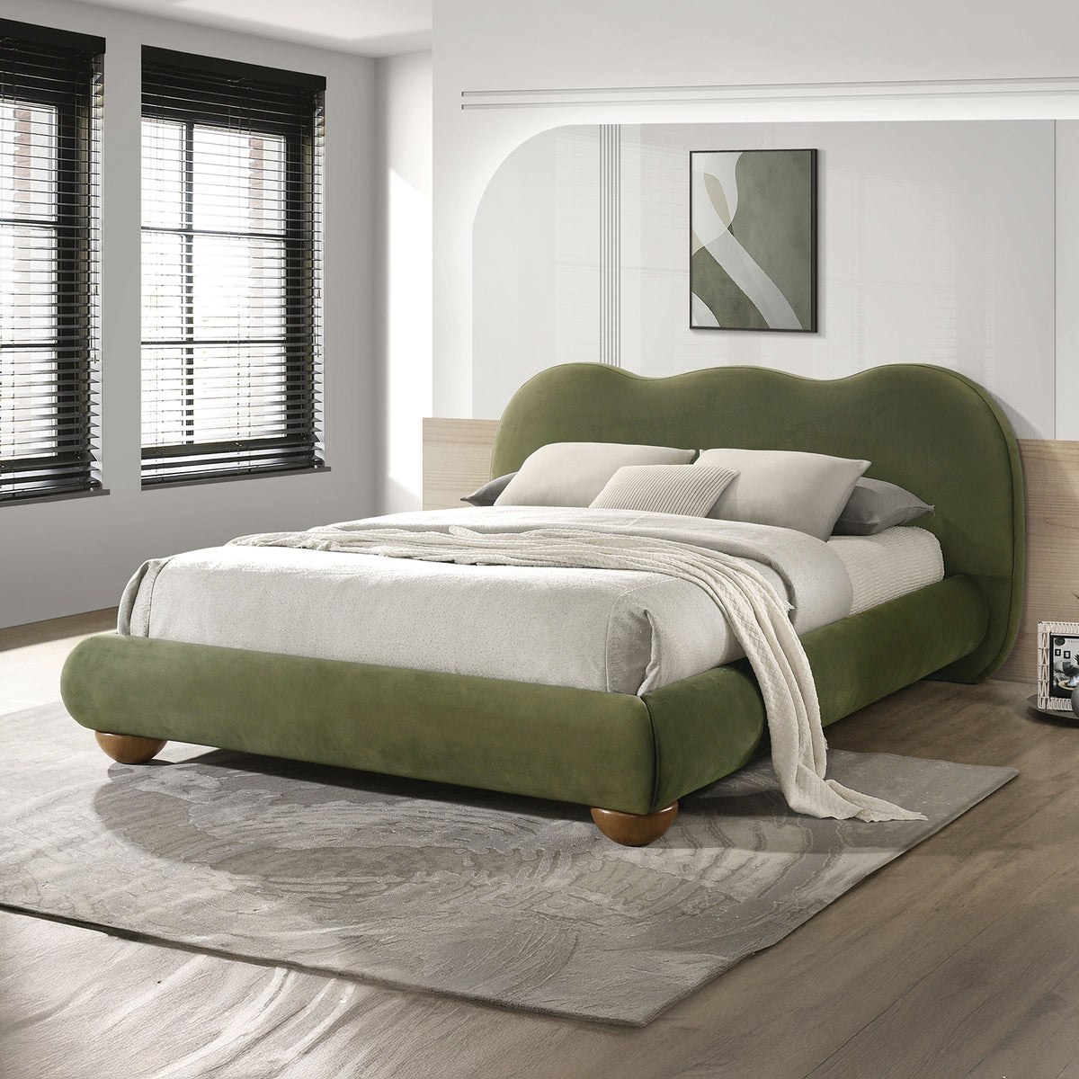 Finamore Olive Green Bed Queen from Furniture of America - Luna Furniture