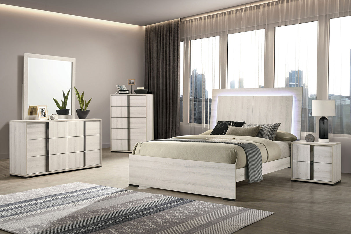 Horten White Wash Full Bed from Furniture of America - Luna Furniture