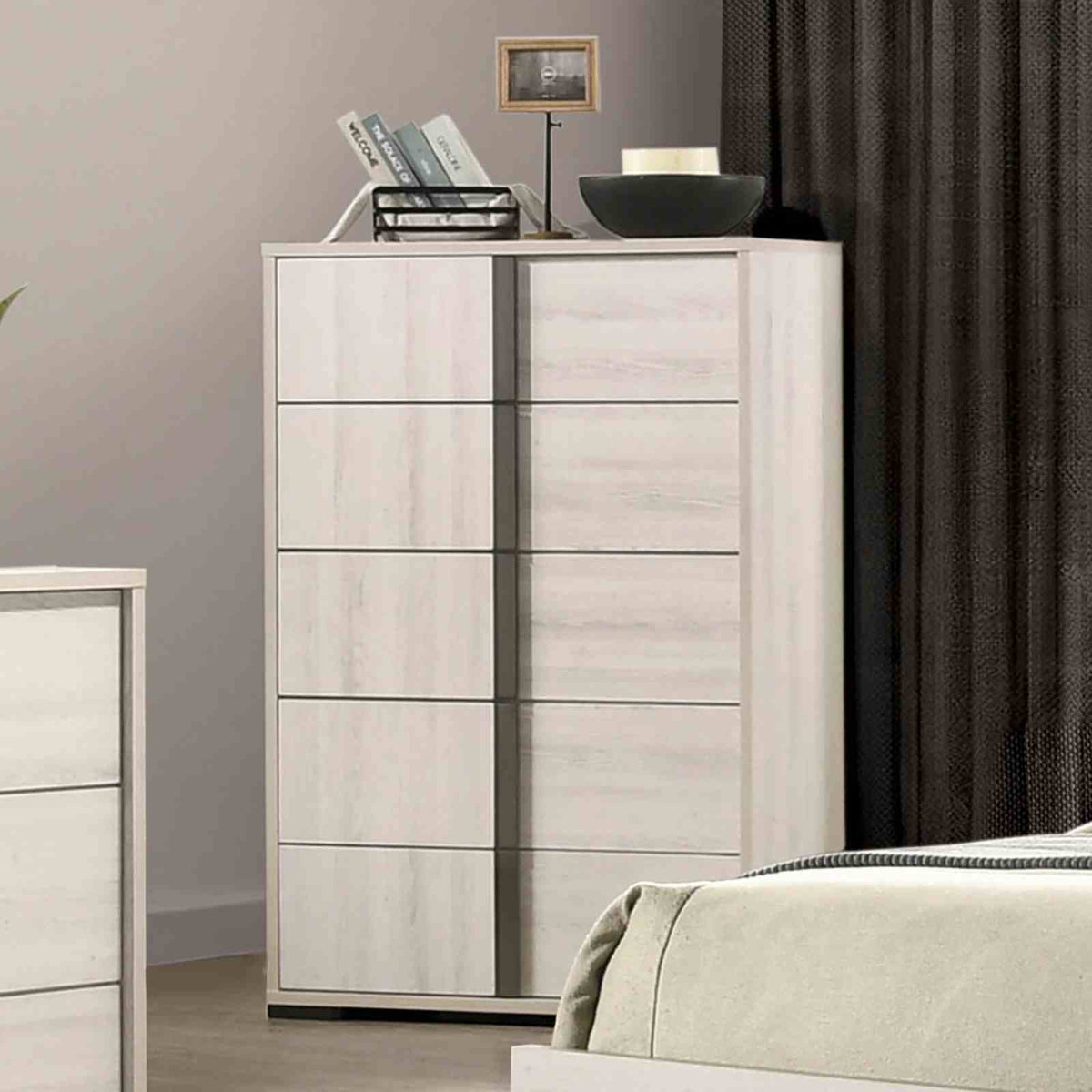 Horten White Wash 5 Pc Queen Bedroom Set from Furniture of America - Luna Furniture