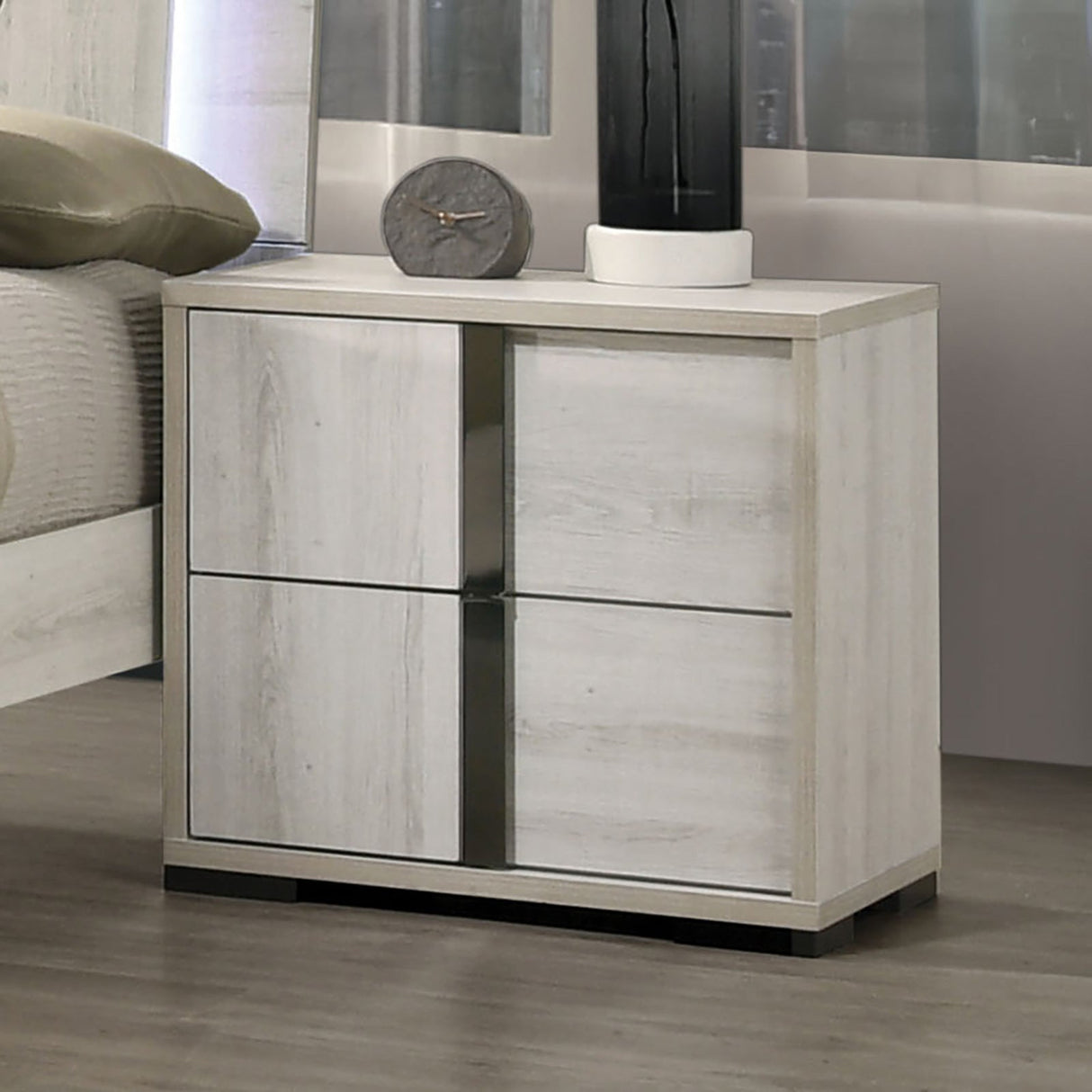 Horten White Wash Contemporary Bedroom Set from Furniture of America - Luna Furniture