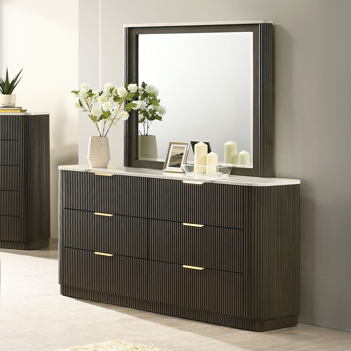Merthyr Dark Walnut 5 Pc Queen Bedroom Set w/ Chest from Furniture of America - Luna Furniture
