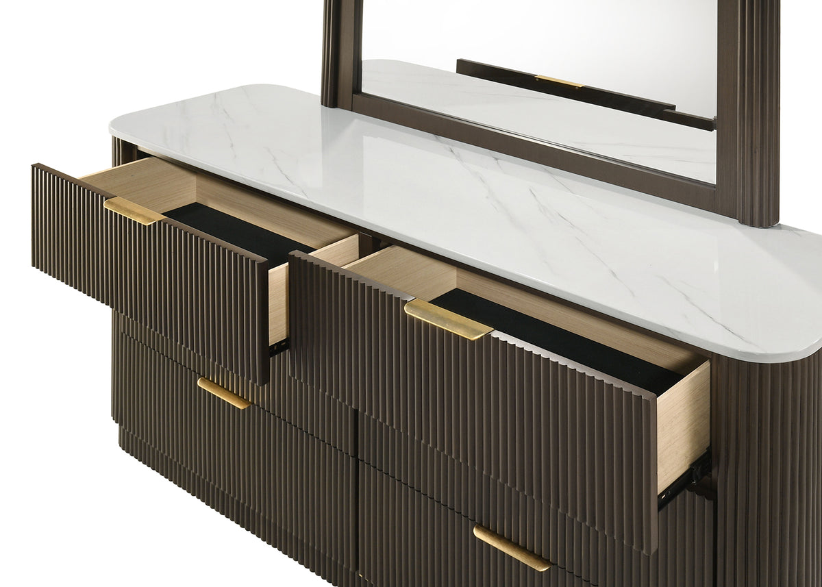 Merthyr Dark Walnut Dresser from Furniture of America - Luna Furniture