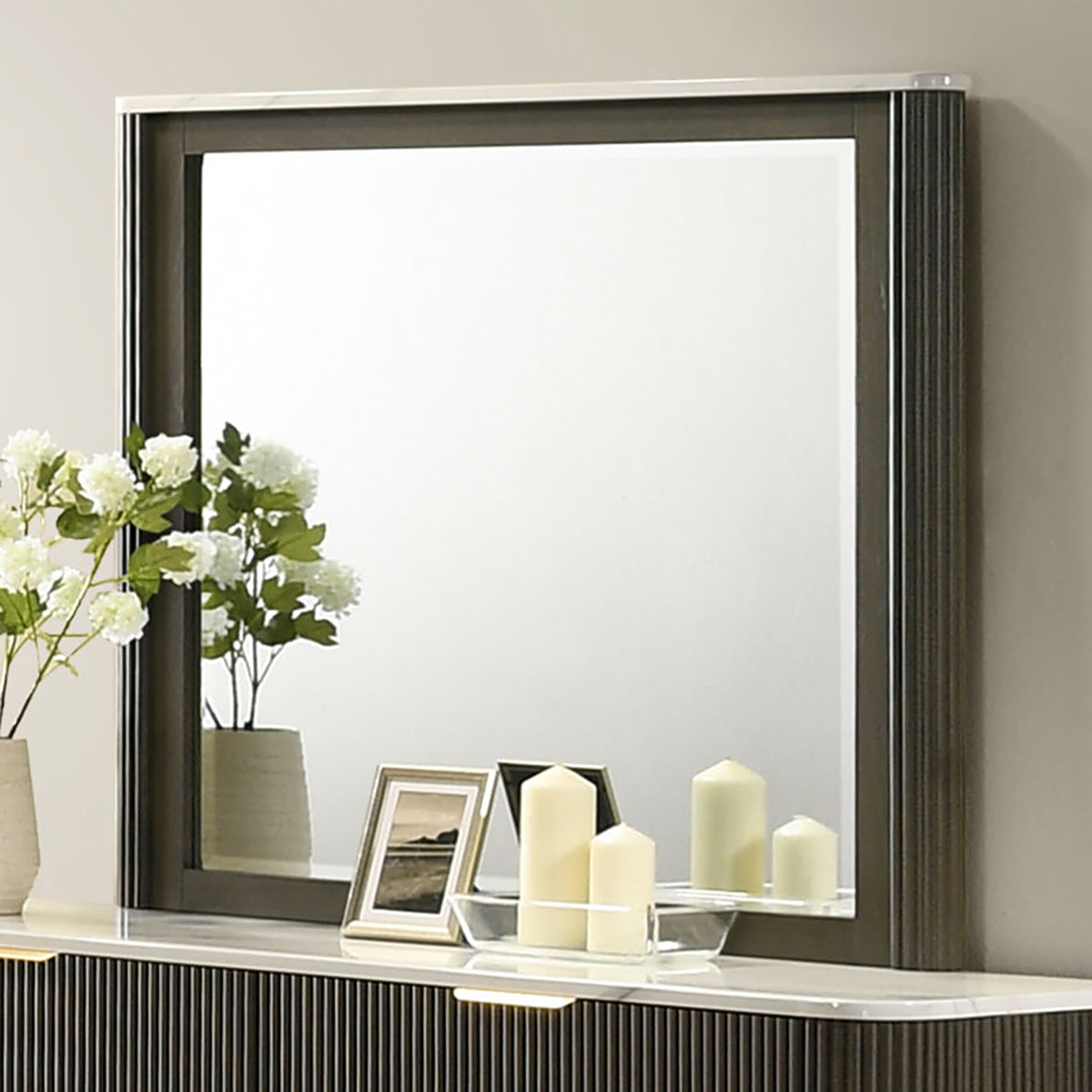 Merthyr Dark Walnut Mirror from Furniture of America - Luna Furniture
