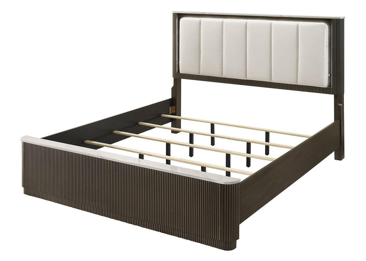 Merthyr Dark Walnut Bed Queen from Furniture of America - Luna Furniture