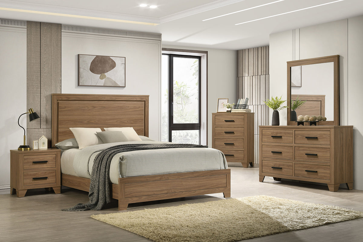 Panelli Walnut Bed Queen from Furniture of America - Luna Furniture