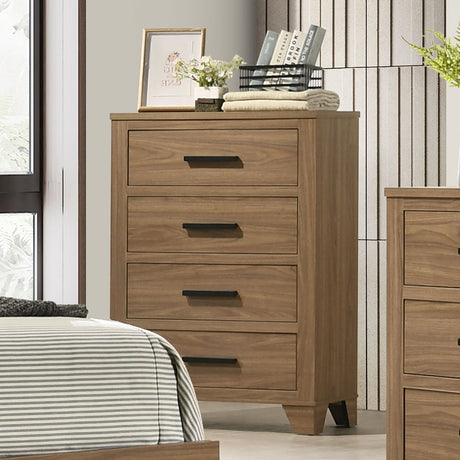 Panelli Walnut 5-Piece Queen Bedroom Set from Furniture of America - Luna Furniture