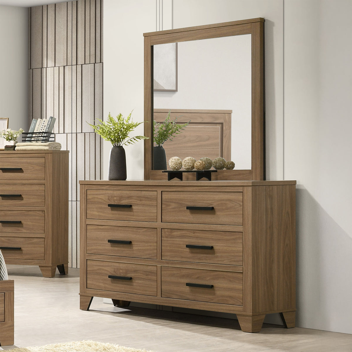 Panelli Walnut Dresser from Furniture of America - Luna Furniture