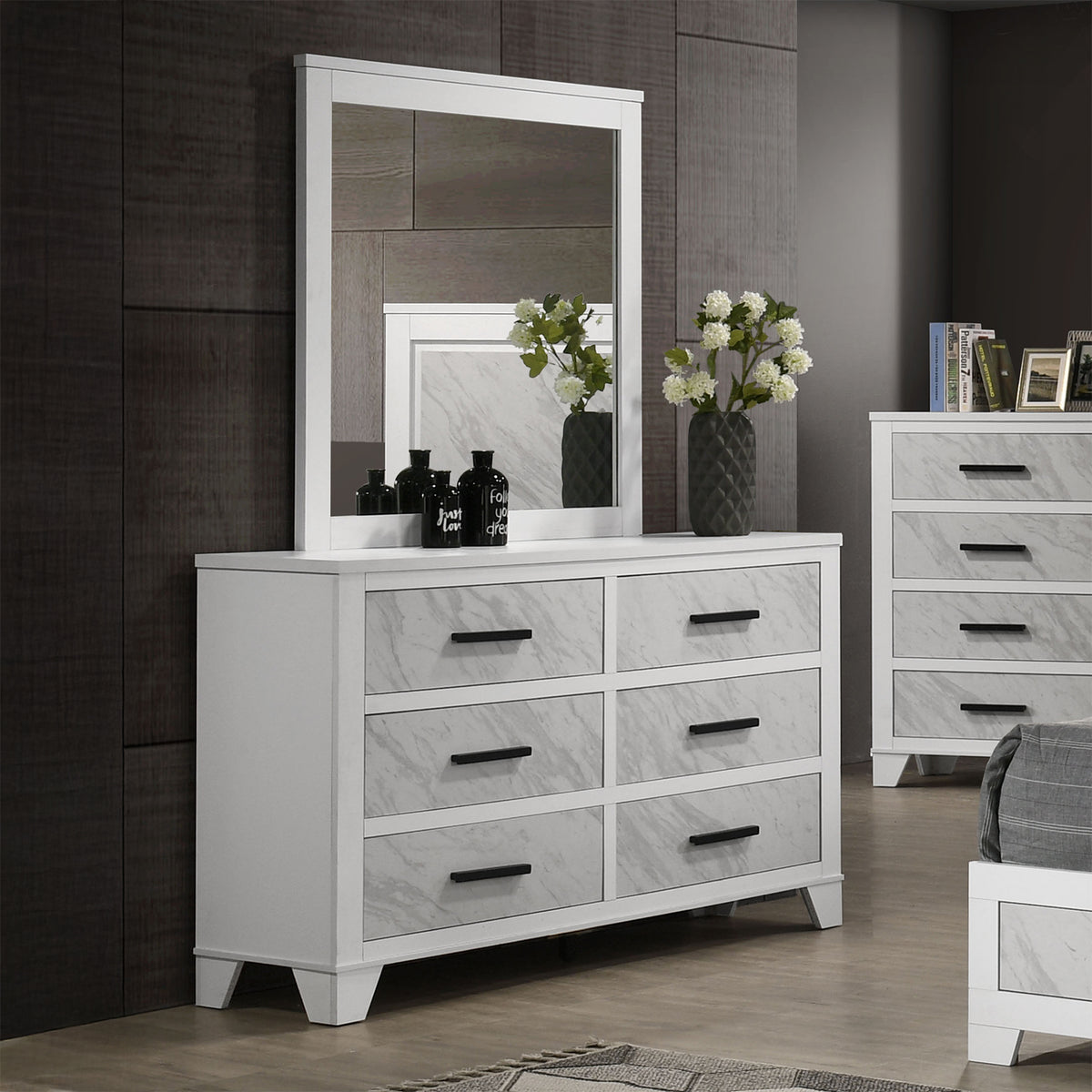 Darlene White 5 Pc Queen Bedroom Set w/ Chest from Furniture of America - Luna Furniture