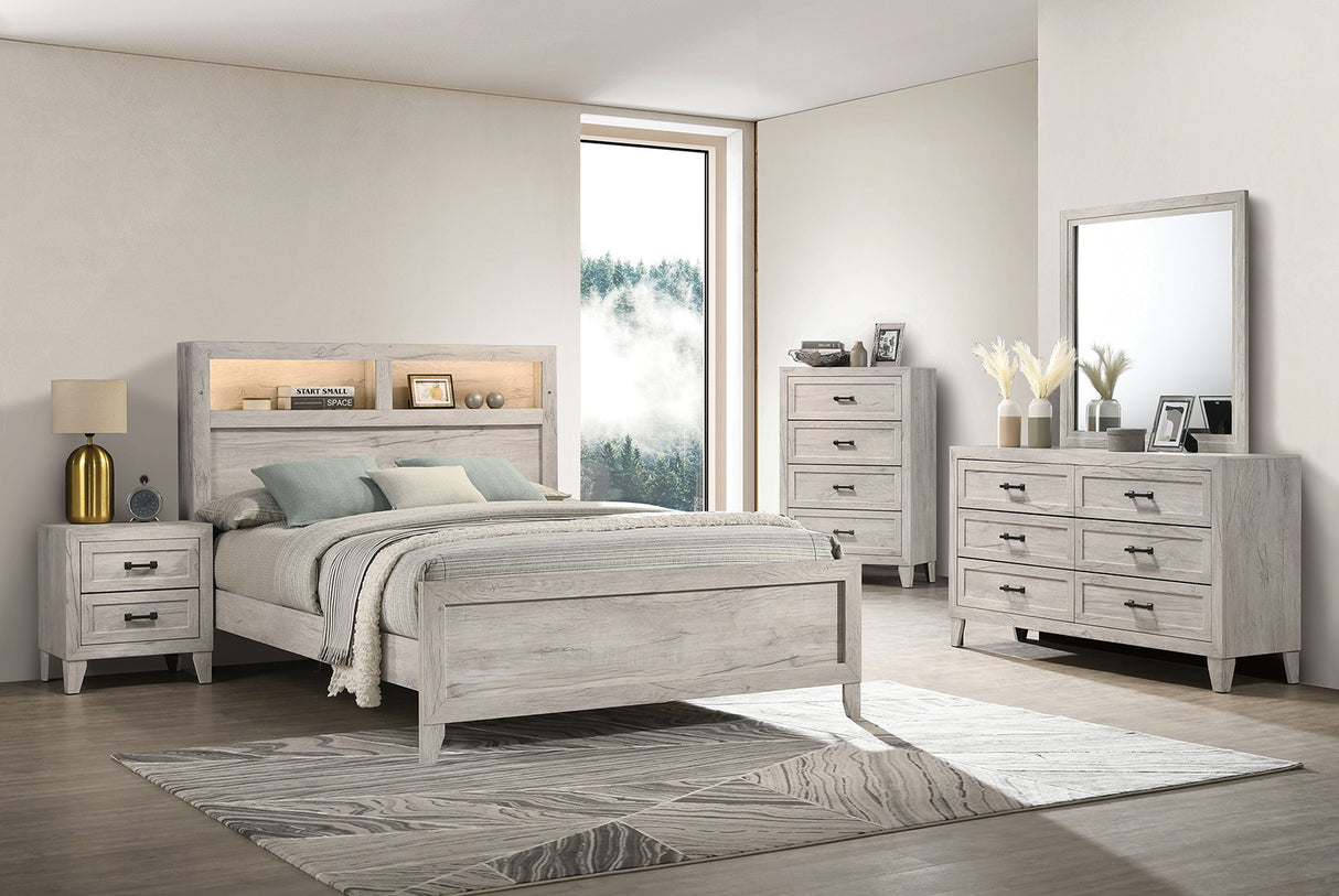 Mysen White Wash Full Bed from Furniture of America - Luna Furniture