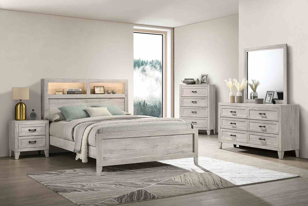 Mysen White Wash Queen Bed from Furniture of America - Luna Furniture