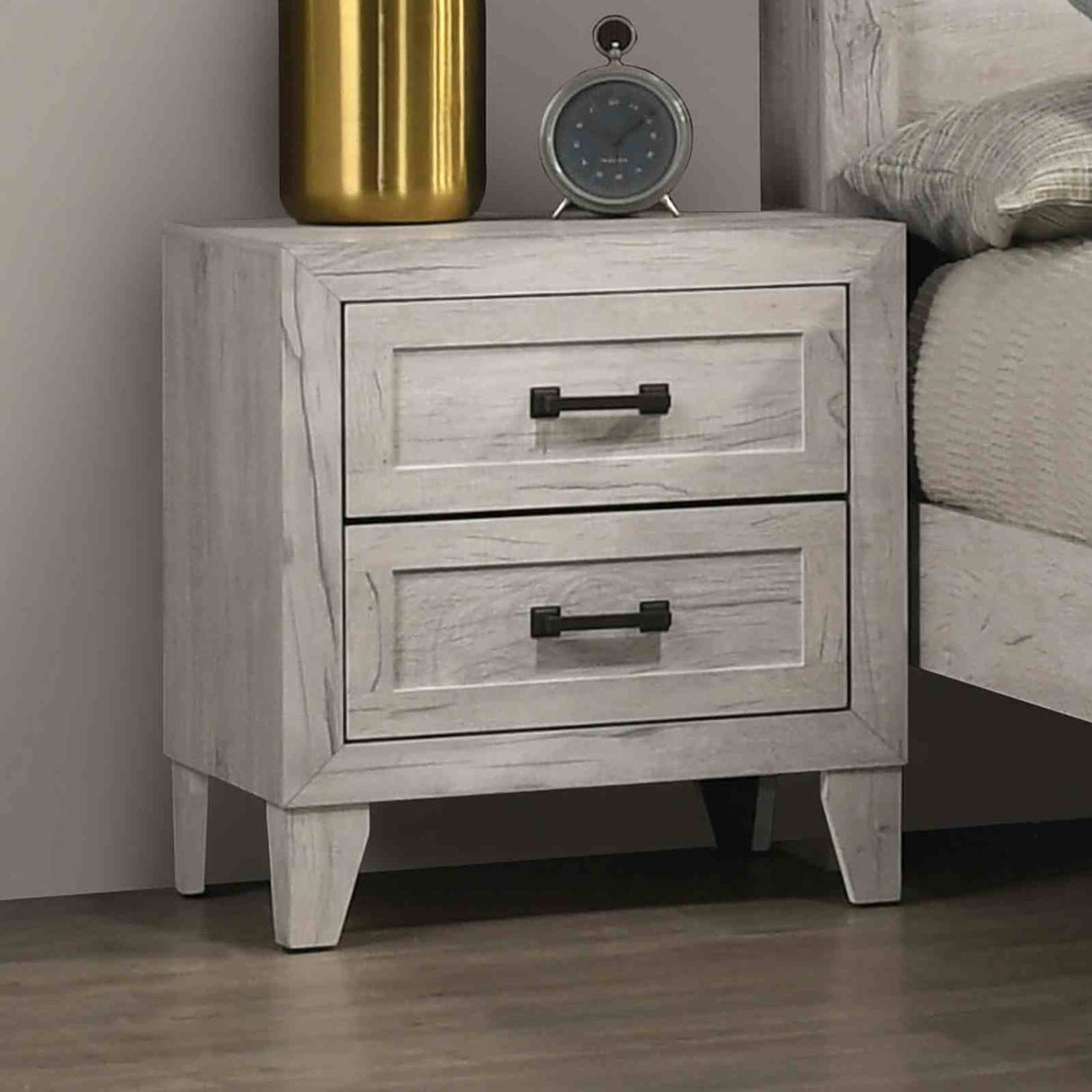 Mysen White Wash Contemporary Bedroom Set from Furniture of America - Luna Furniture