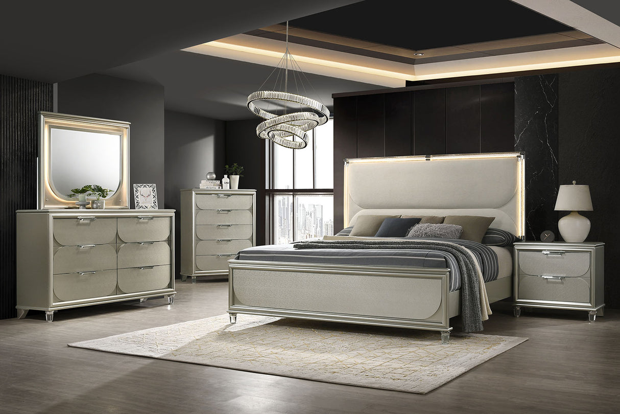Sheridan Silver, Dark Walnut/White King Bed from Furniture of America - Luna Furniture