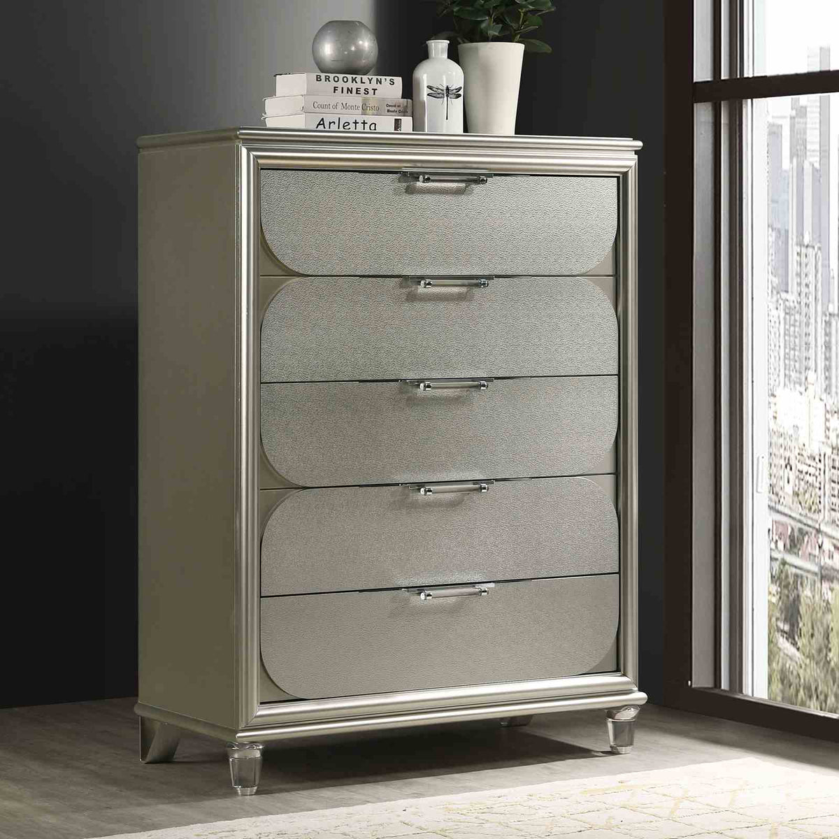 Sheridan Dark Walnut/White 5 Pc Queen Bedroom Set from Furniture of America - Luna Furniture