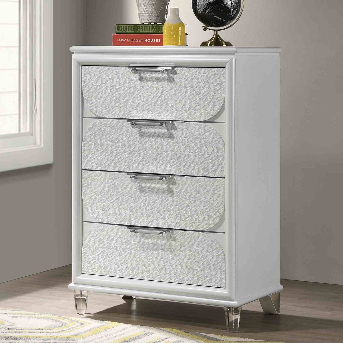 Lareina Pearl White 5 Pc Twin Bedroom Set from Furniture of America - Luna Furniture