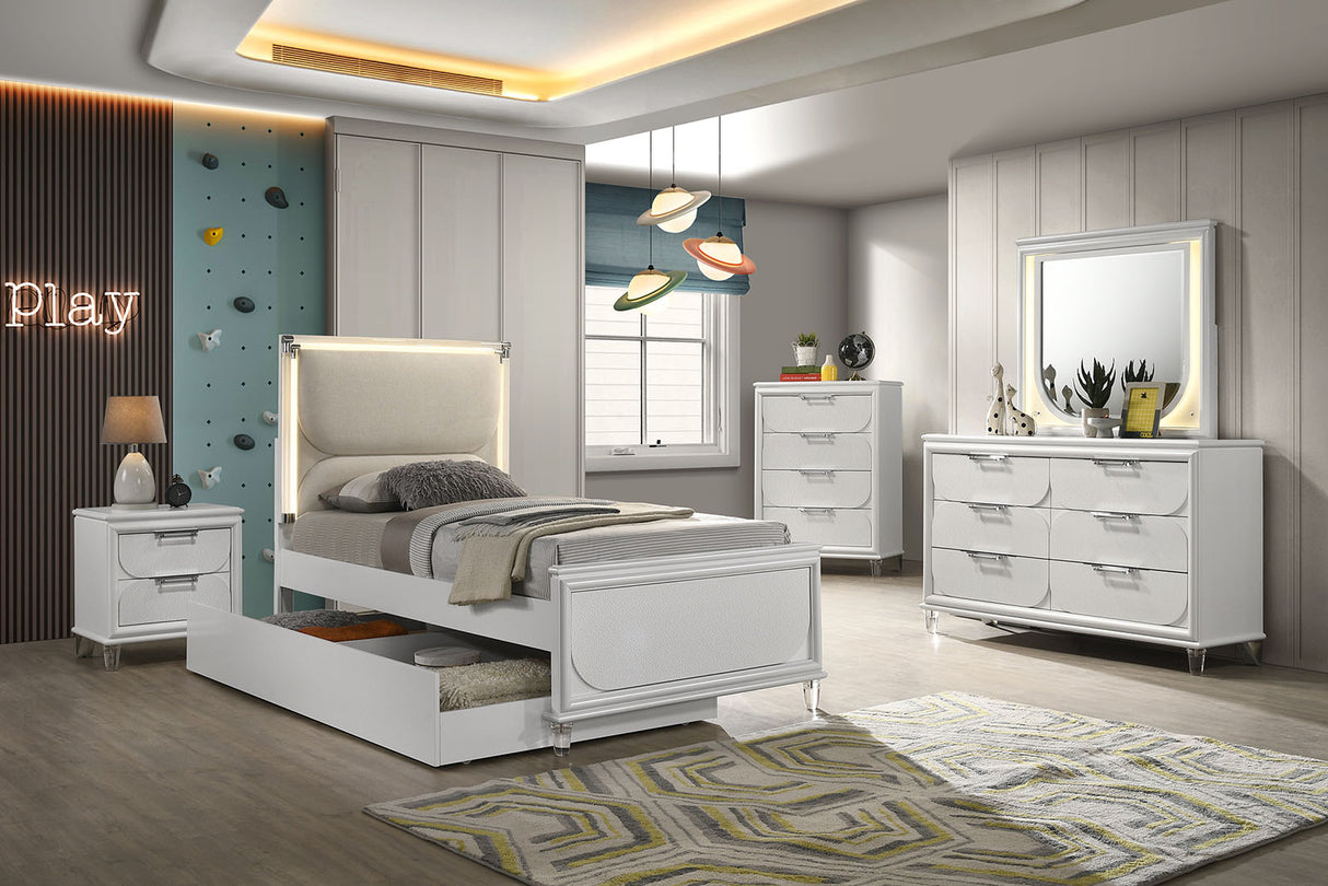 Lareina Pearl White Twin Bed from Furniture of America - Luna Furniture