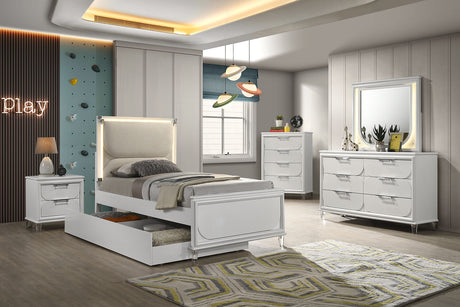 Lareina Pearl White Twin Bed from Furniture of America - Luna Furniture