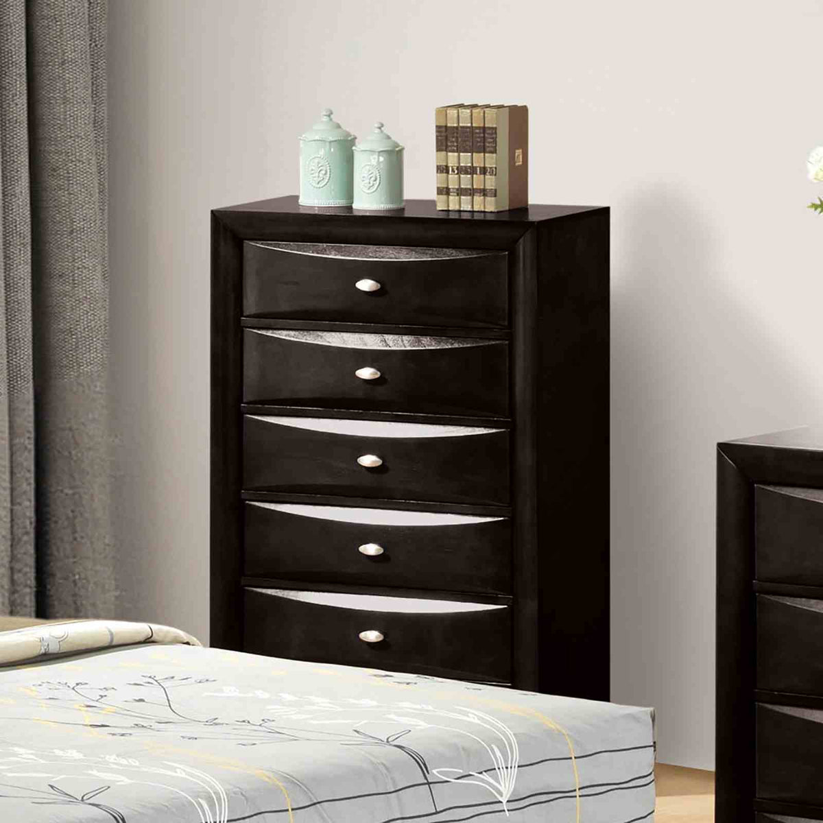 Zosimo Black 5 Pc Queen Bedroom Set from Furniture of America - Luna Furniture