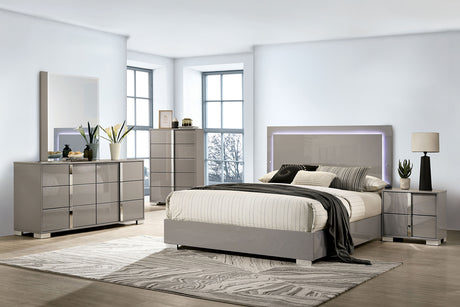 Sinistra Light Taupe King Bed from Furniture of America - Luna Furniture