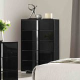 Sinistra Piano Black 5 Pc Queen Bedroom Set from Furniture of America - Luna Furniture