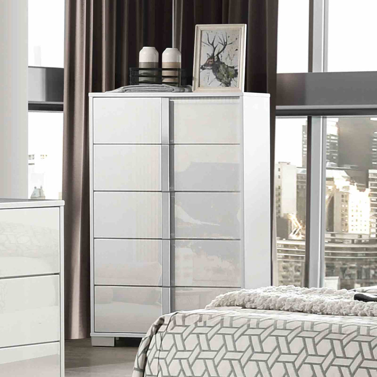 Sinistra White Contemporary Bedroom Set from Furniture of America - Luna Furniture