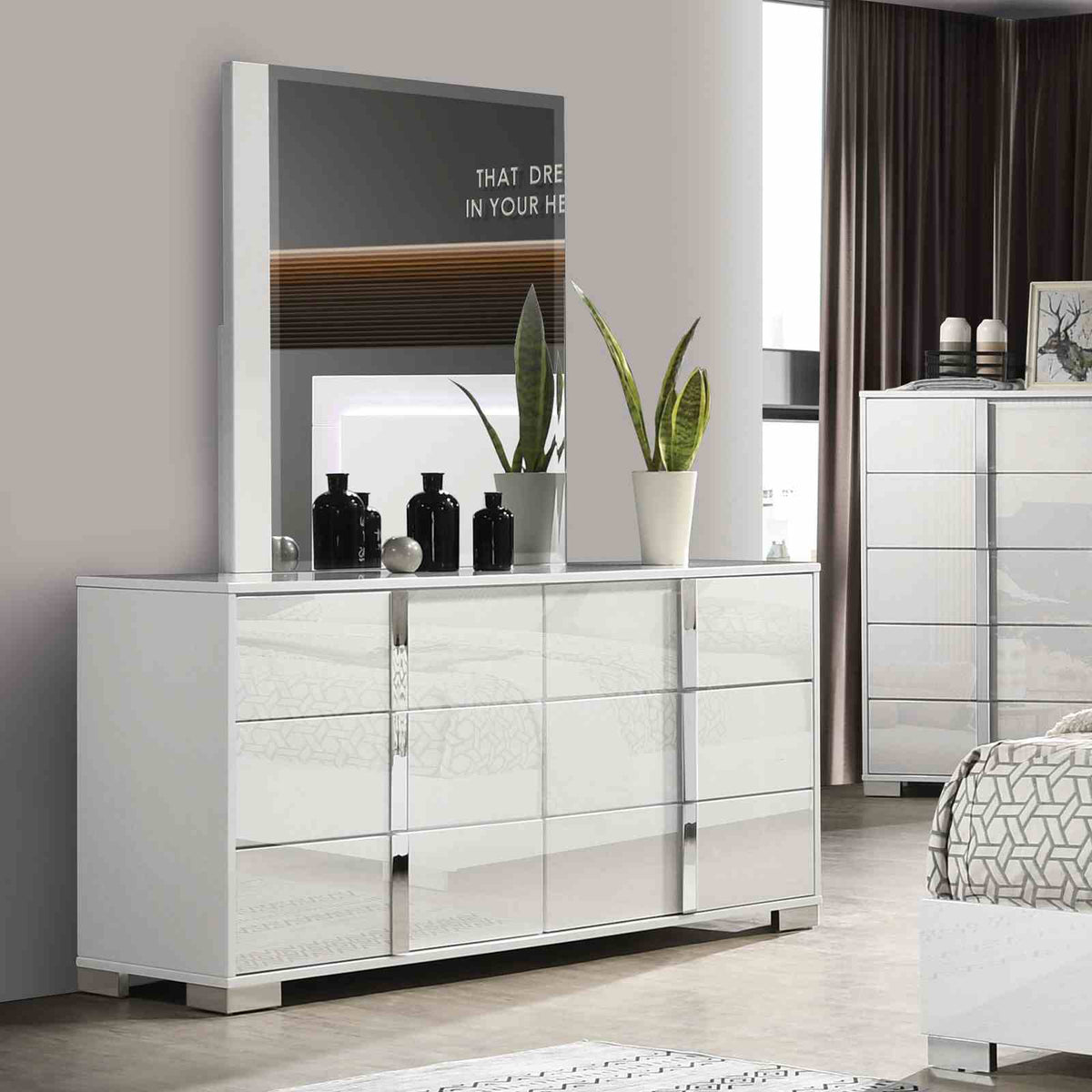 Sinistra White 5 Pc Queen Bedroom Set from Furniture of America - Luna Furniture