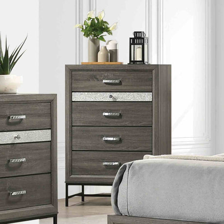 Voleta Gray 5-Piece Queen Bedroom Set from Furniture of America - Luna Furniture